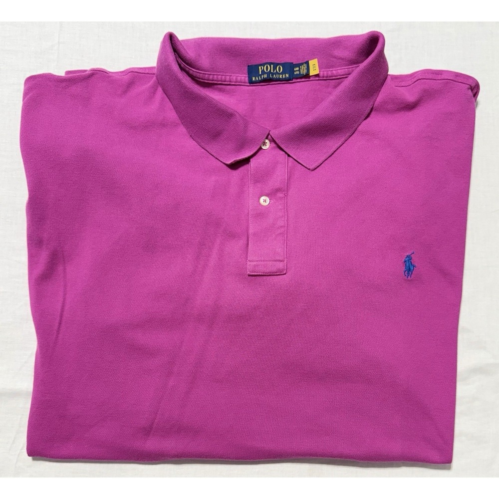 Ralph Lauren Classic Fit Cotton Polo Shirt Fuchsia Pink Mens Size 6XB Big & Tall